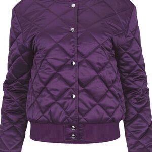 Elegant Purple Quilted Bomber Jacket
